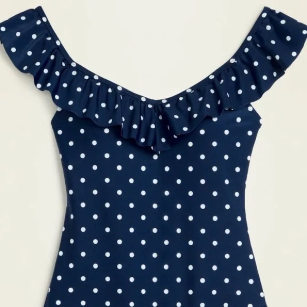 Navy Polka Dot Bikini Top